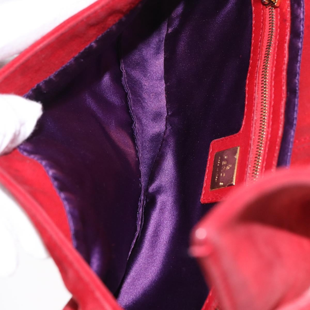 Fendi Baguette Leather, Red, Suede, Shoulder Bag