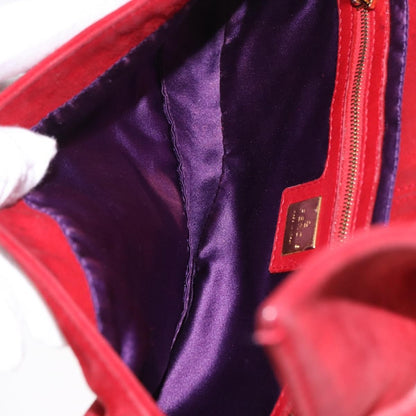 Fendi Baguette Leather, Red, Suede, Shoulder Bag