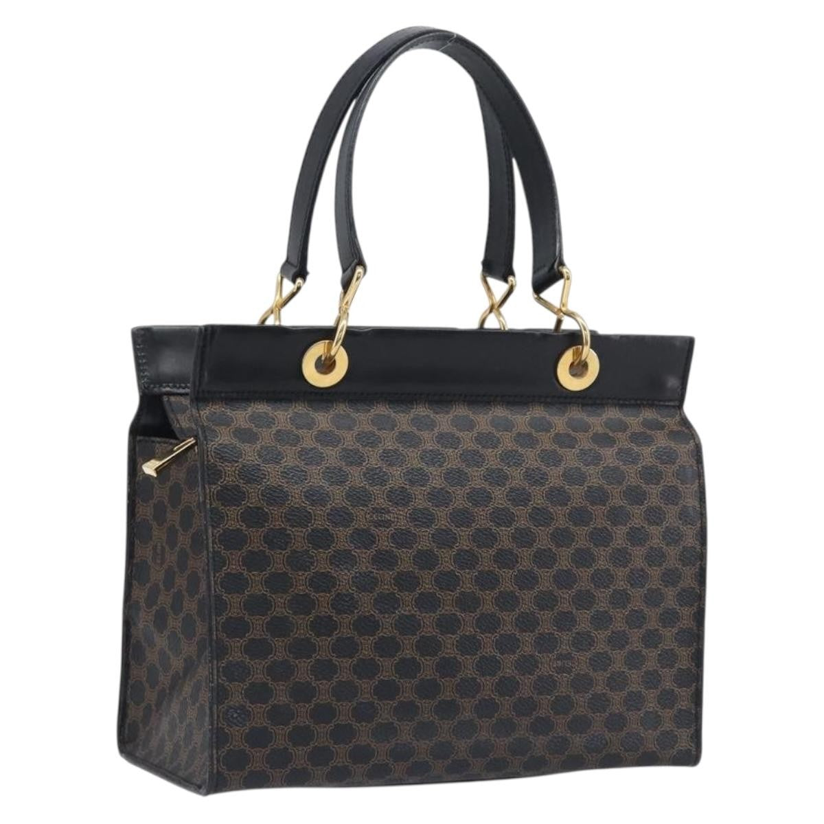 Celine Vintage Macadam Canvas, Black, PVC, Tote Bag