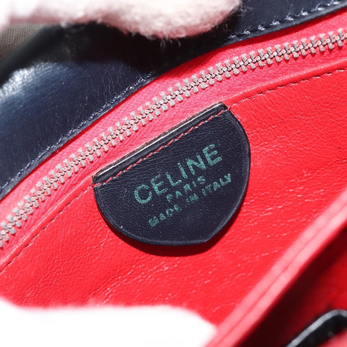 Celine Flap Shoulder Leather, Navy, Leather, Shoulder Bag