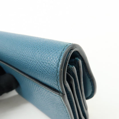 Christian Dior Saddle Flap Leather, Blue, Leather, Wallet