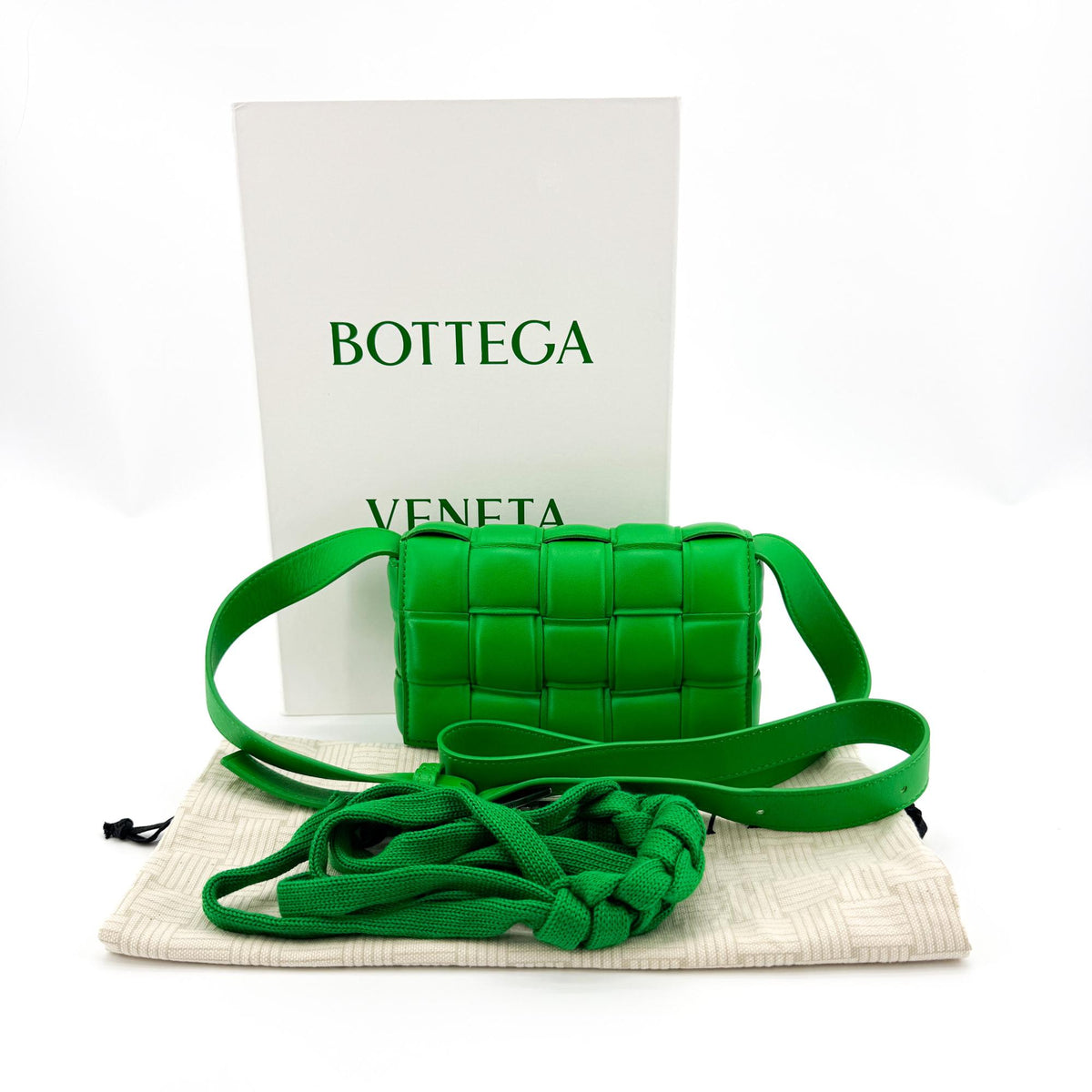 Bottega Veneta Cassette Padded Maxi Intrecciato Leather, Green, Leather, Crossbody Bag