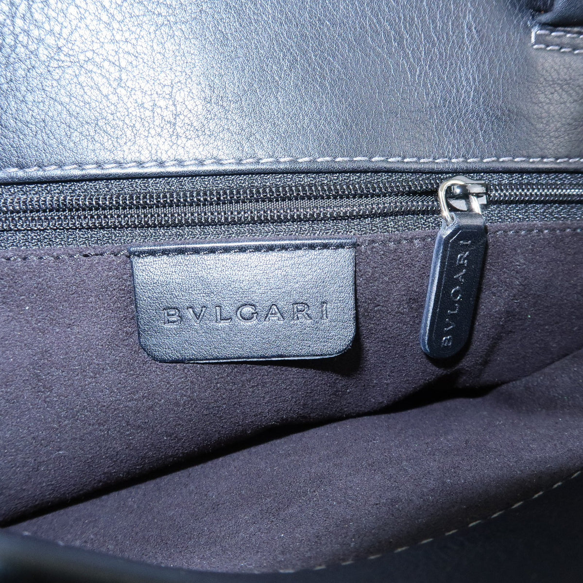 Bvlgari Tote Leather, Black, Leather, Tote Bag