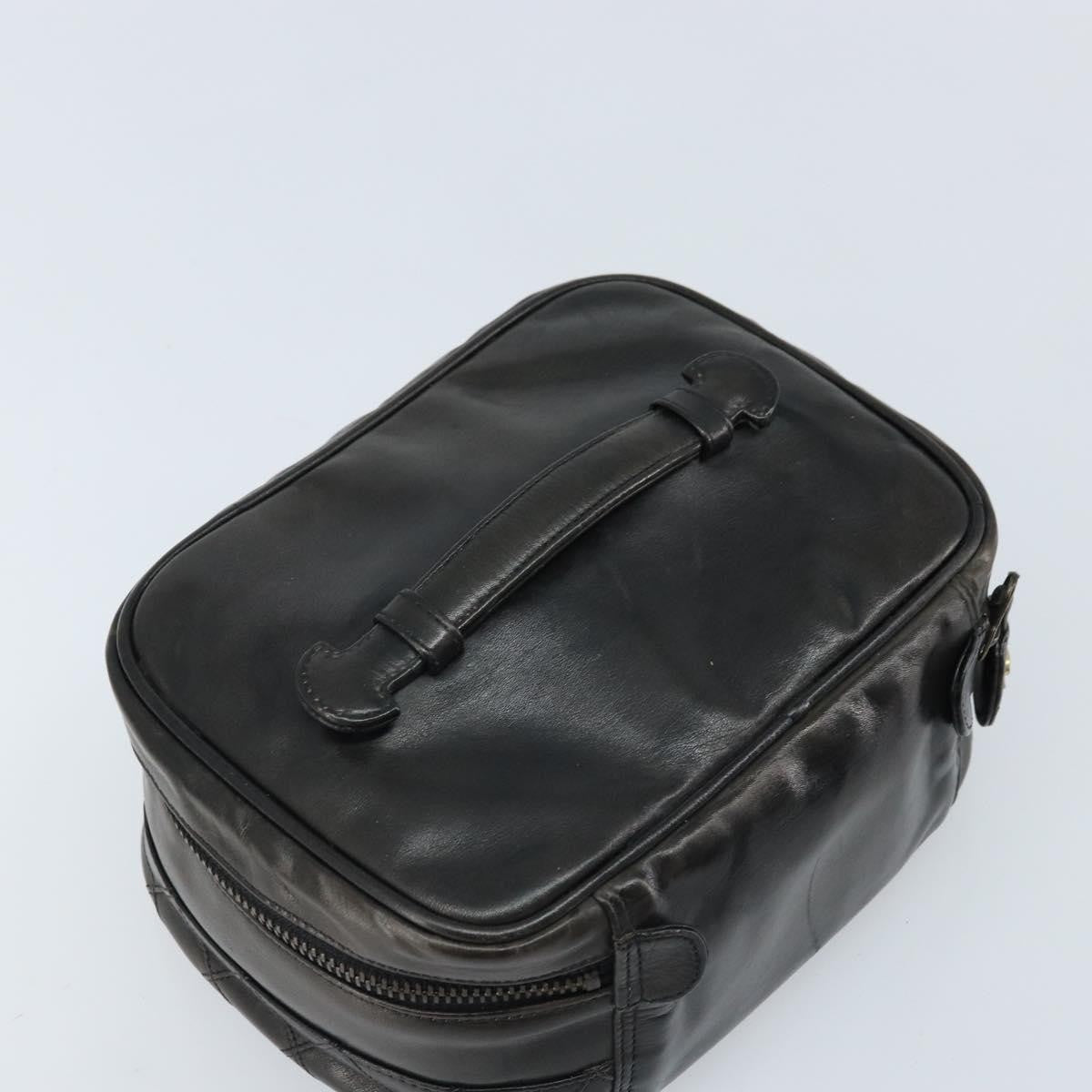 Fendi Vintage Cosmetic Case Pequin Canvas, Black, Leather, Clutch