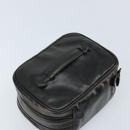 Fendi Vintage Cosmetic Case Pequin Canvas, Black, Leather, Clutch