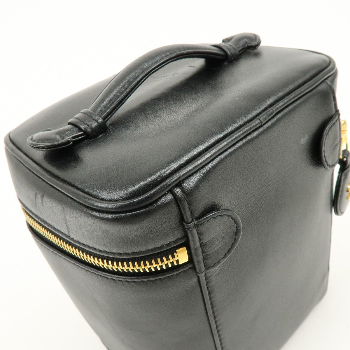 Chanel Vintage Cosmetic Case Lambskin, Black, Leather, Clutch