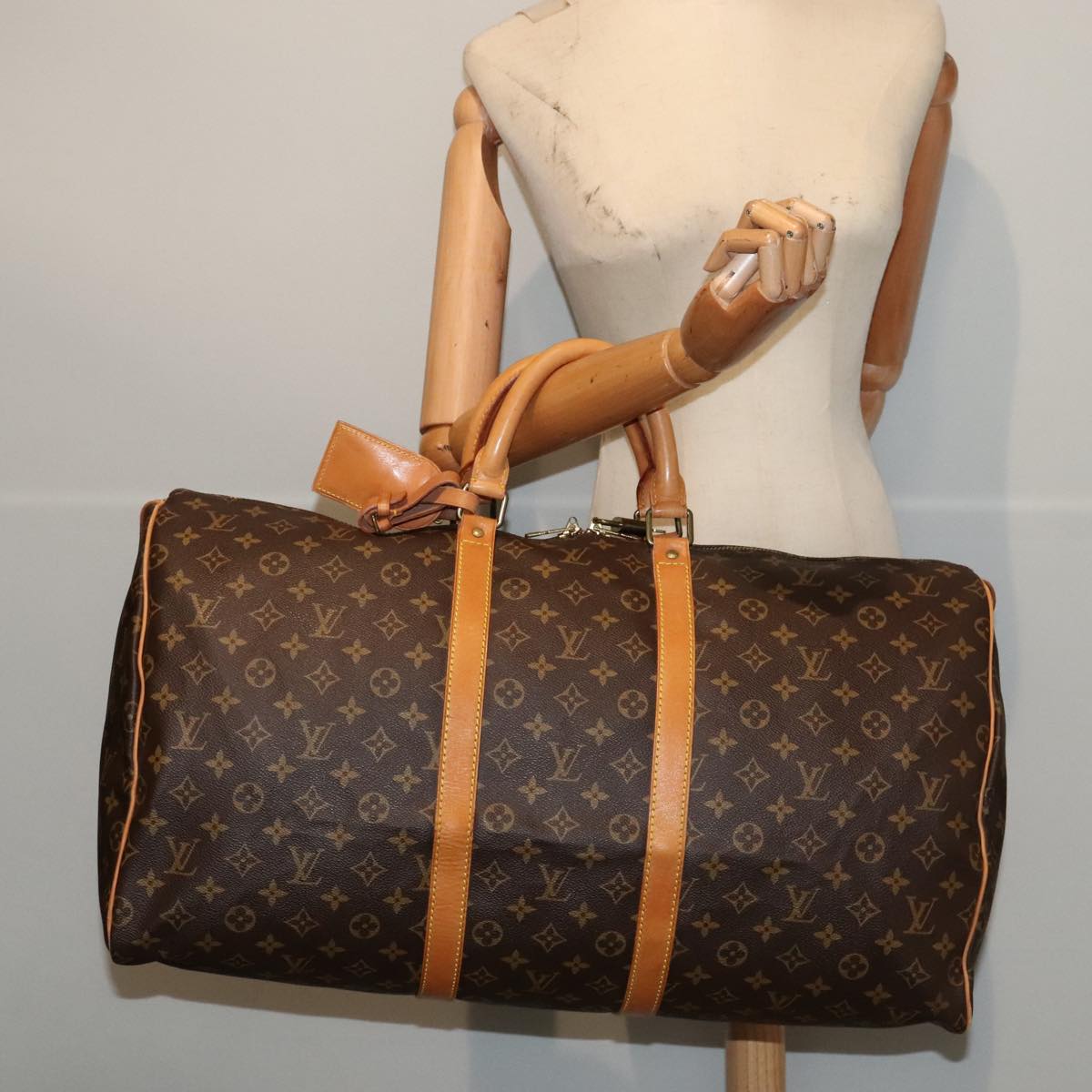 Louis Vuitton Keepall 55, Brown, Canvas, travel