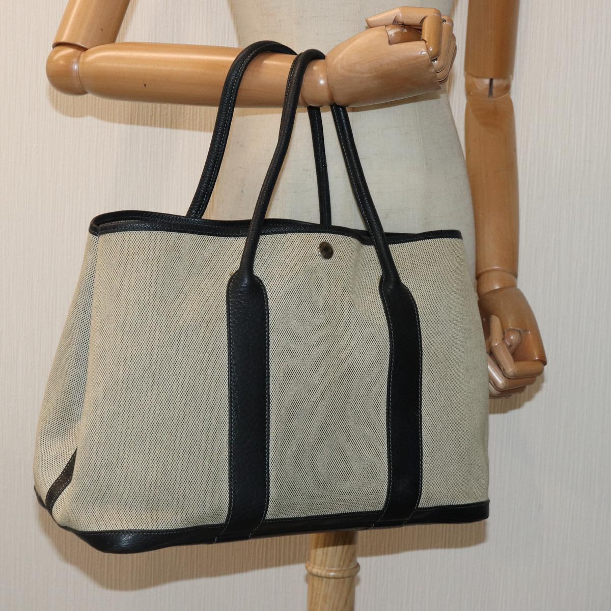 Hermès Garden Party, Beige, Canvas, handbag