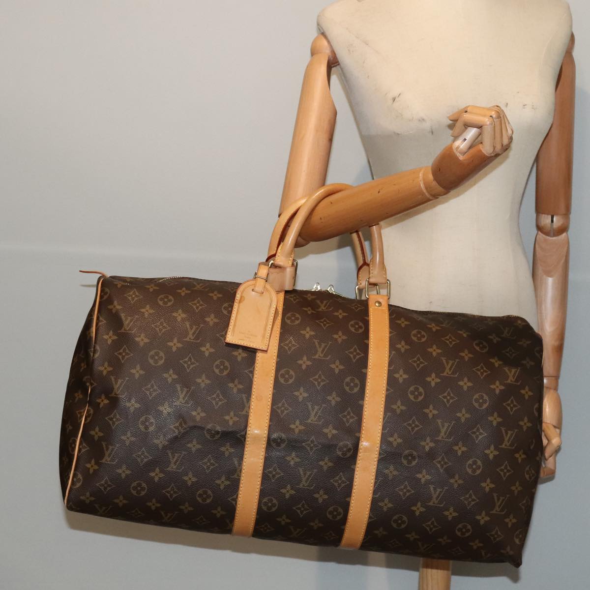 Louis Vuitton Keepall 55, Brown, Canvas, travel