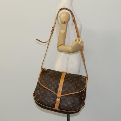 Louis Vuitton Saumur 35, Brown, Canvas, shoulder