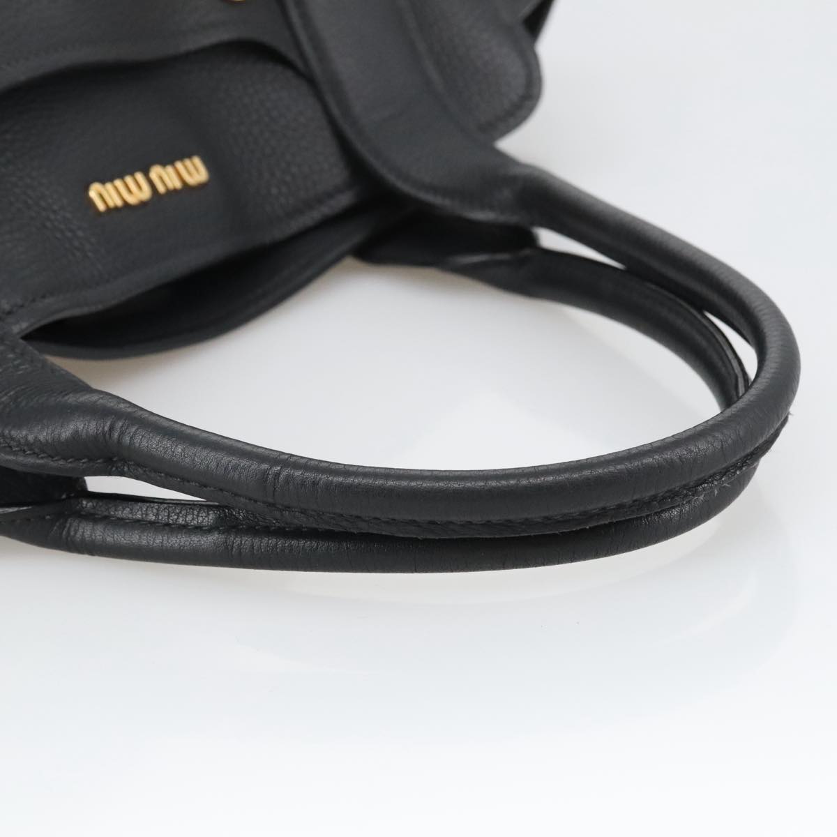 Miu Miu Vitello, Black, Leather, handbag