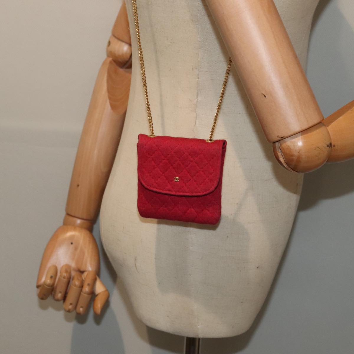 Chanel Matelassé, Red, Cotton, clutch