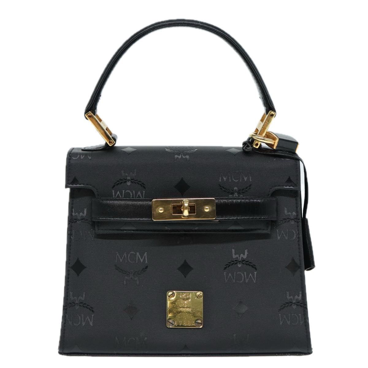 MCM Visetos, Black, Canvas, handbag