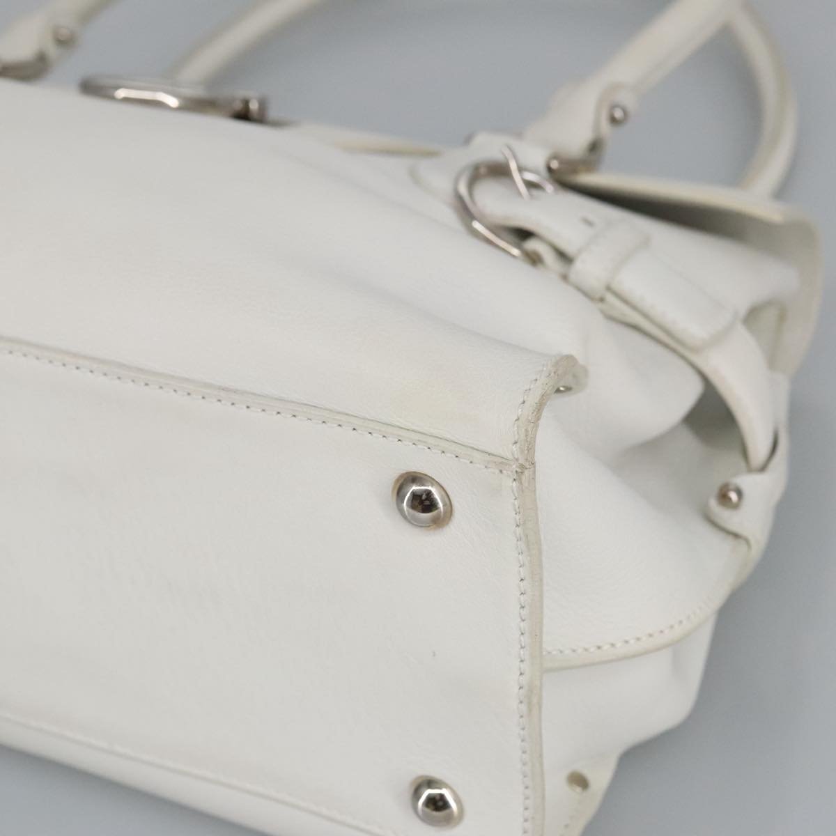 Salvatore Ferragamo, White, Leather, shoulder