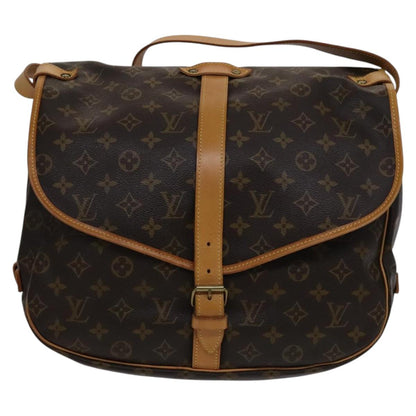Louis Vuitton Saumur 35, Brown, Canvas, shoulder