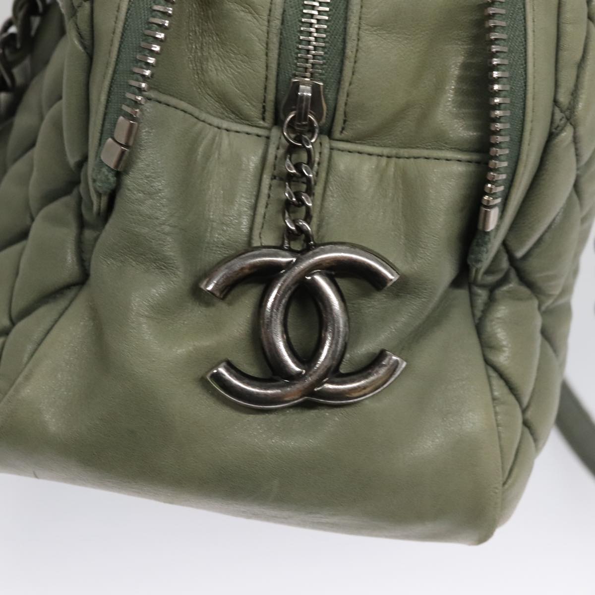 Chanel Mademoiselle, Green, Leather, shoulder