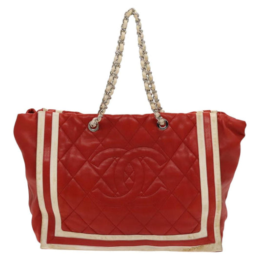 Chanel Coco Mark, Red, Leather, tote