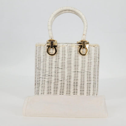 Salvatore Ferragamo Gancini, White, Leather, handbag