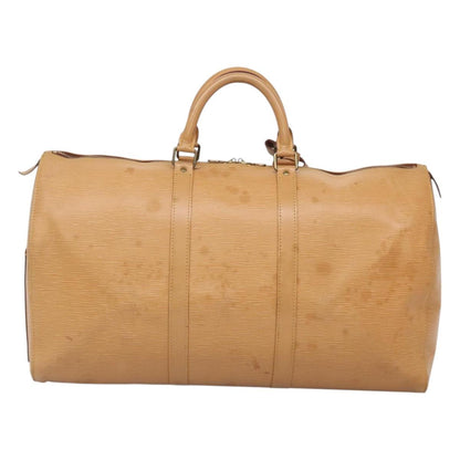Louis Vuitton Keepall 50, Beige, Leather, travel