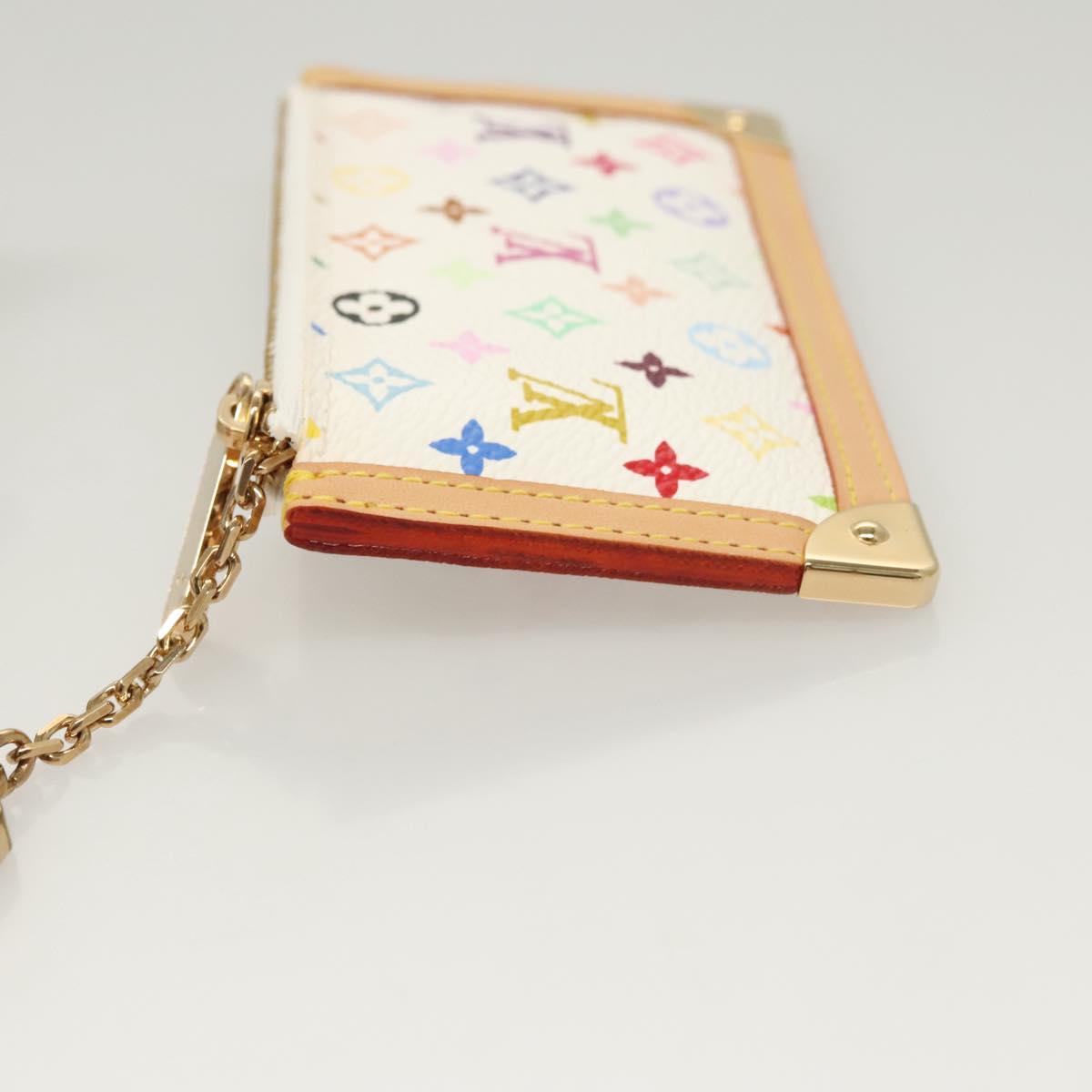 Louis Vuitton Pochette Clés, White, Canvas, wallet