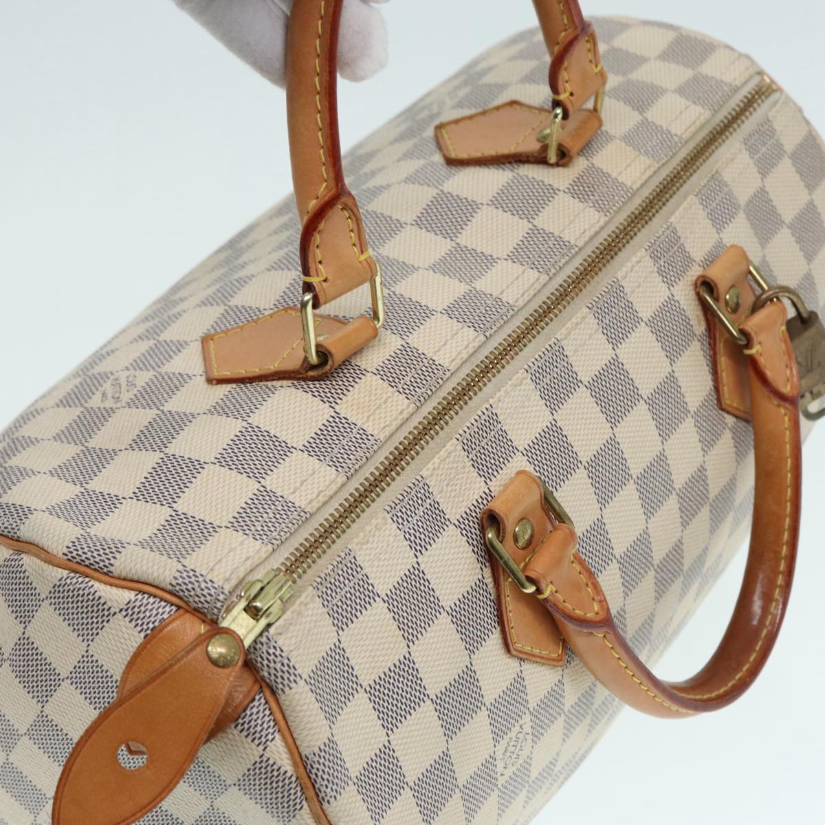 Louis Vuitton Speedy 30, White, Canvas, handbag