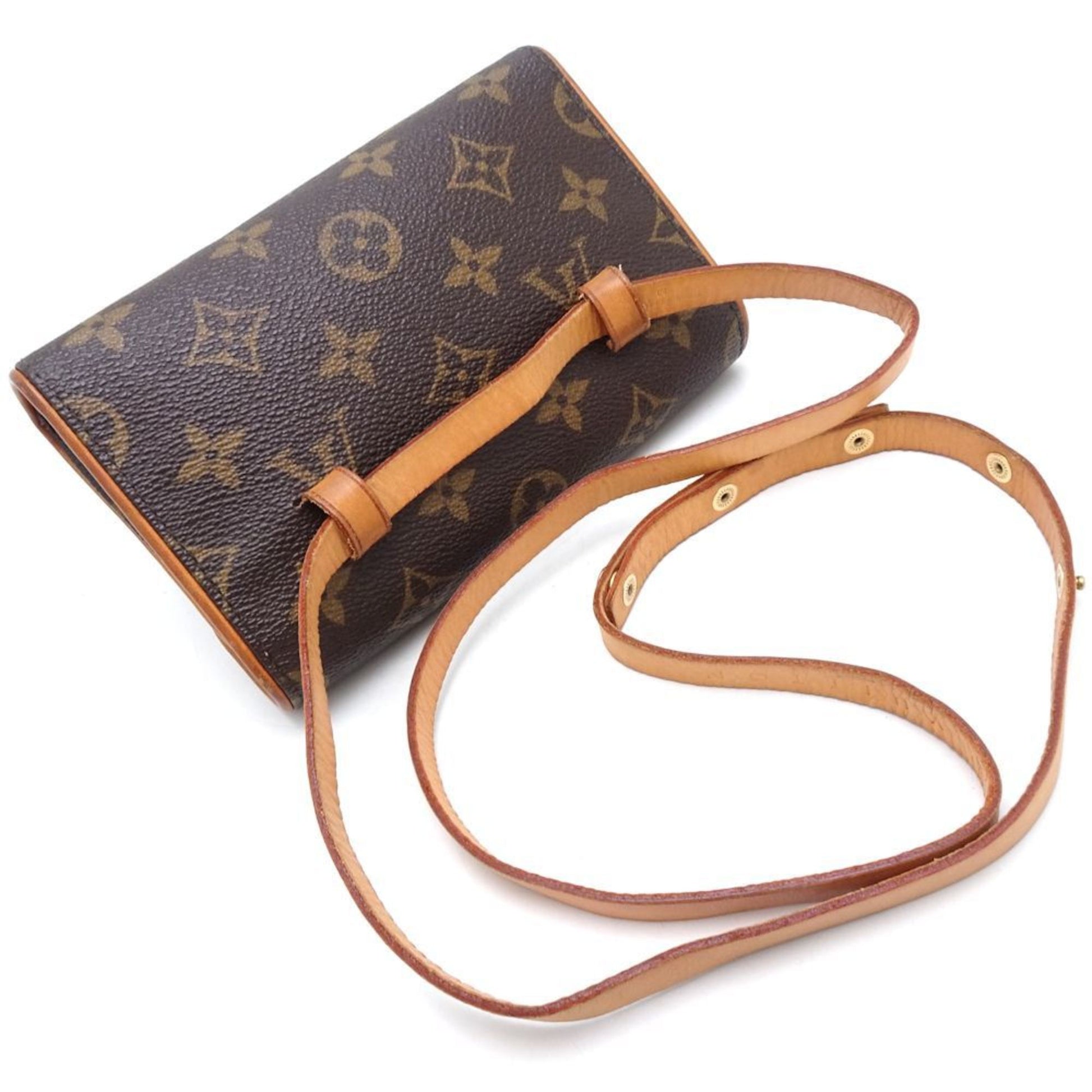 Louis Vuitton Pochette florentine, Brown, Canvas, clutch