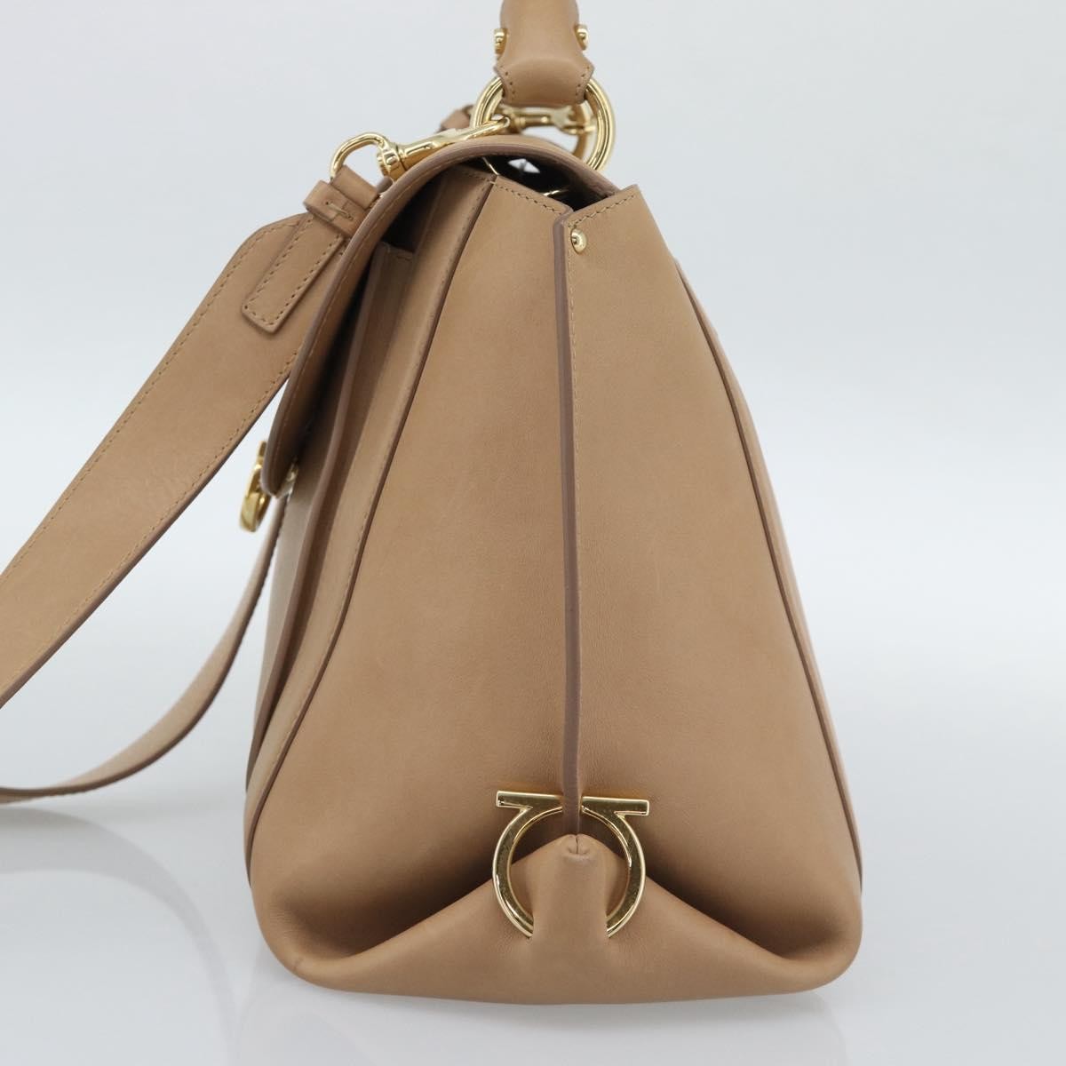 Salvatore Ferragamo Sofia Rainbow Saddle Leather, Beige, Leather, Handbag