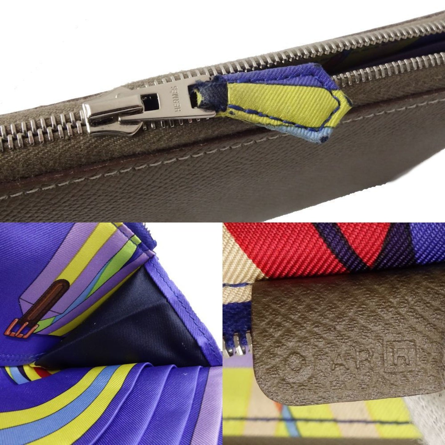 Hermès Silk'In, Grey, Leather, wallet