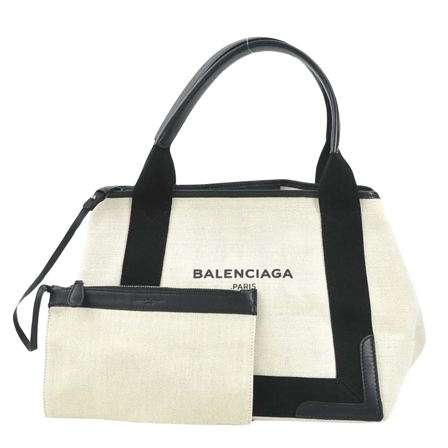 Balenciaga Navy Cabas, Ecru, Canvas, tote