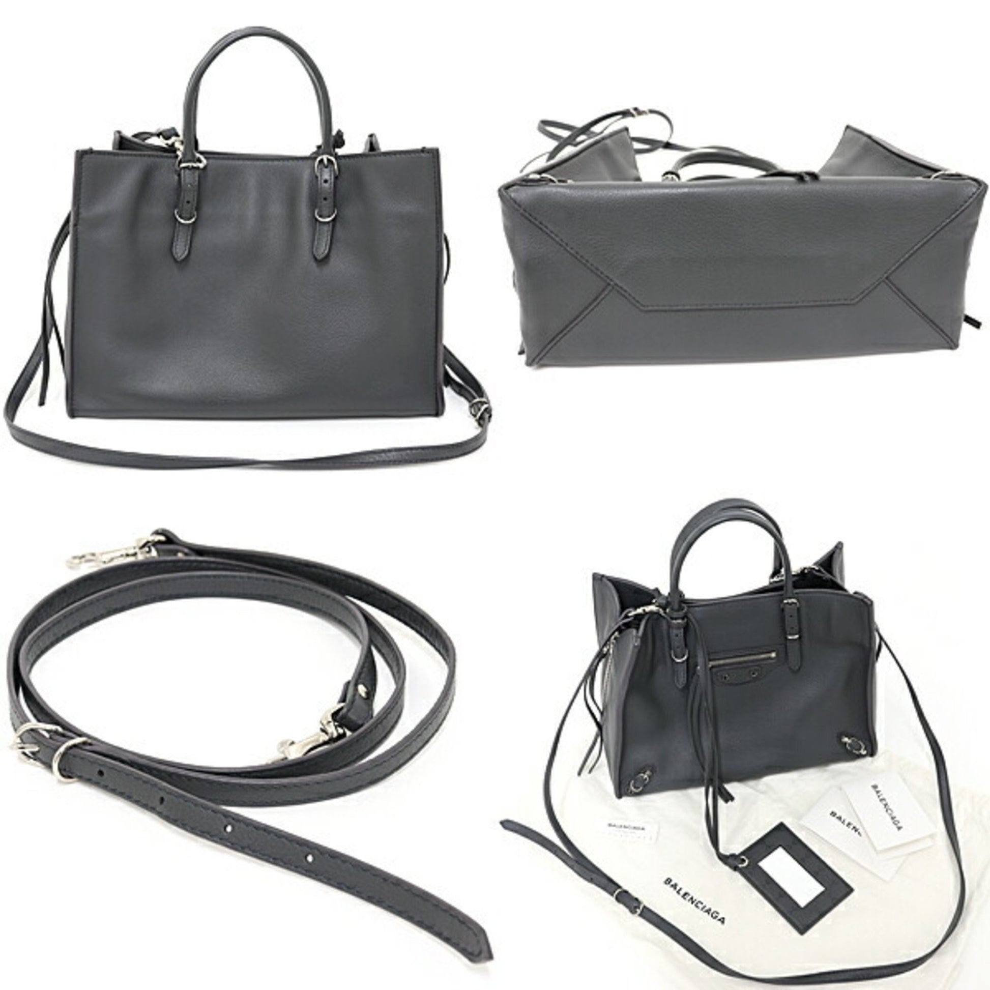 Balenciaga Papier, Grey, Leather, handbag