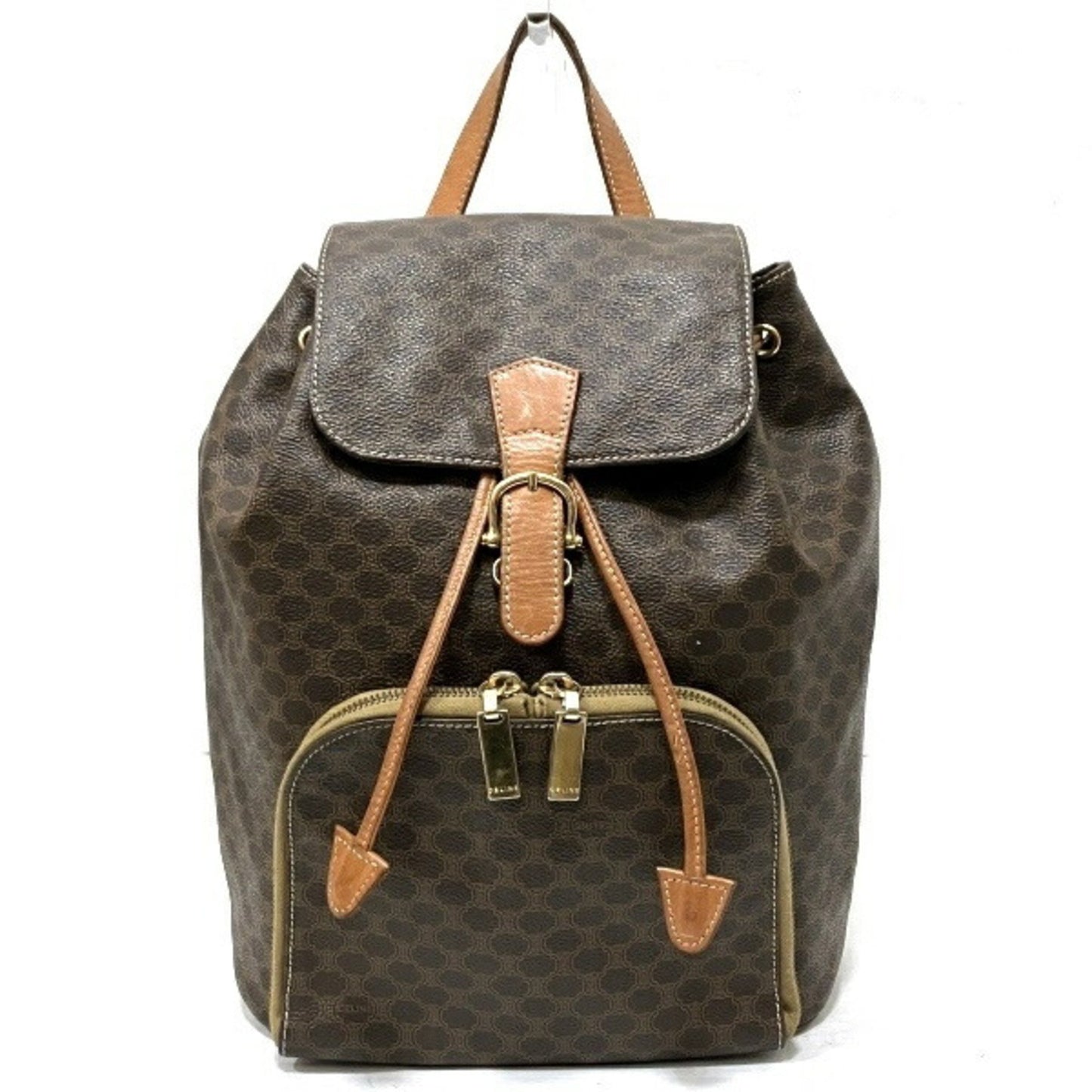 Céline Macadam, Brown, Leather, backpack