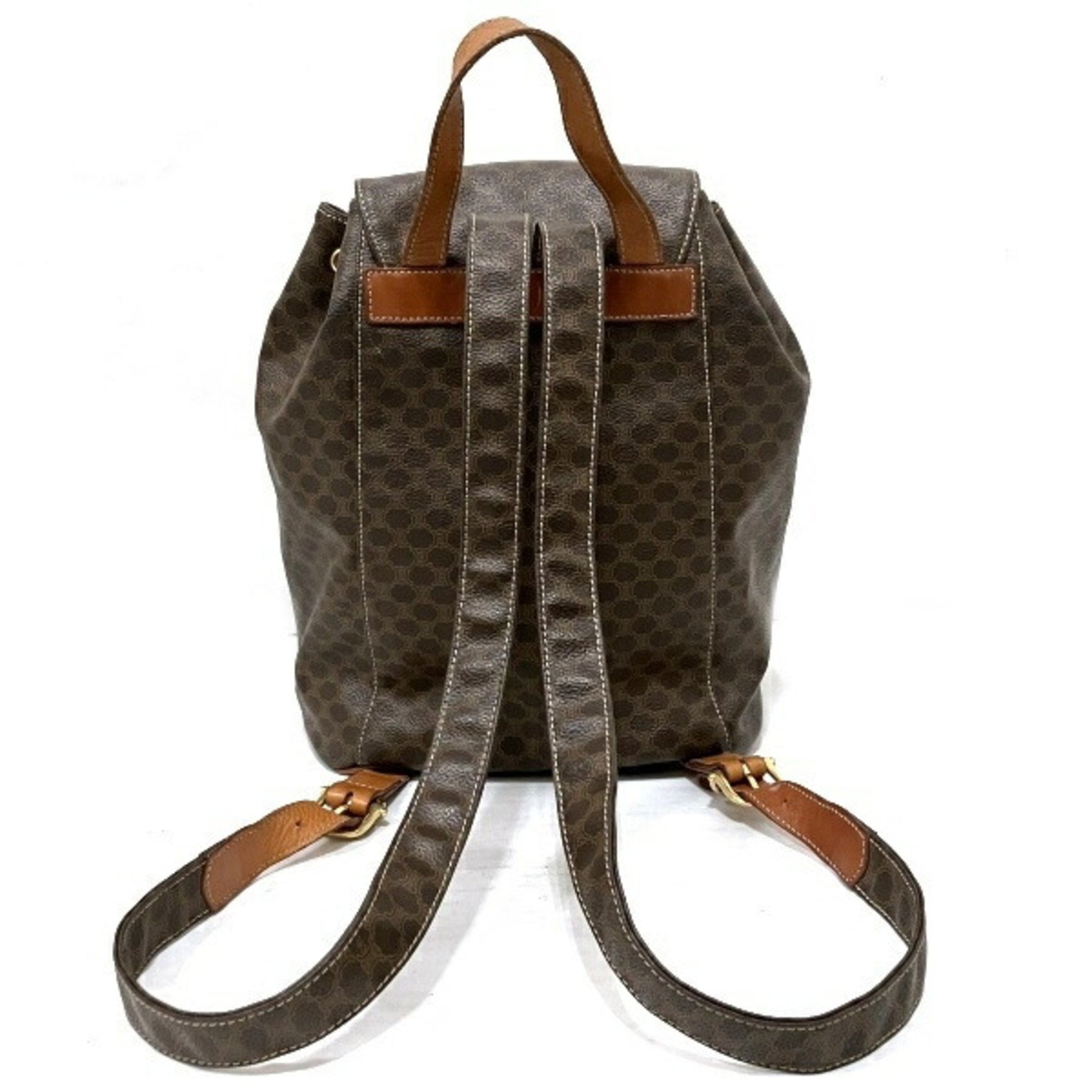 Céline Macadam, Brown, Leather, backpack