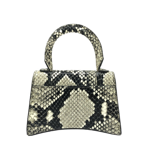 Balenciaga Hourglass Top Handle Bag Python Embossed Leather, Gray, Calfskin, Handbag