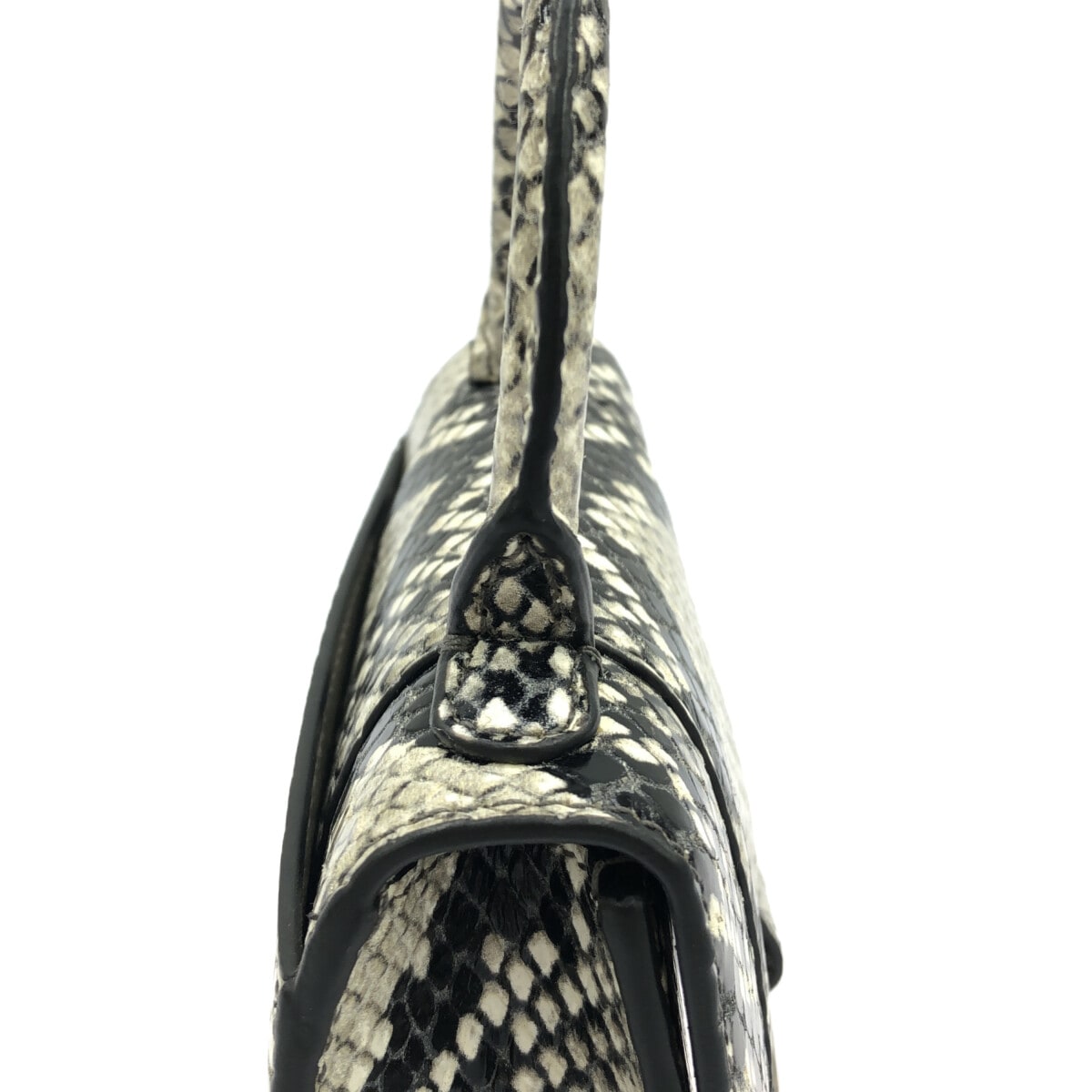 Balenciaga Hourglass Top Handle Bag Python Embossed Leather, GRAY, CALFSKIN, Handbag