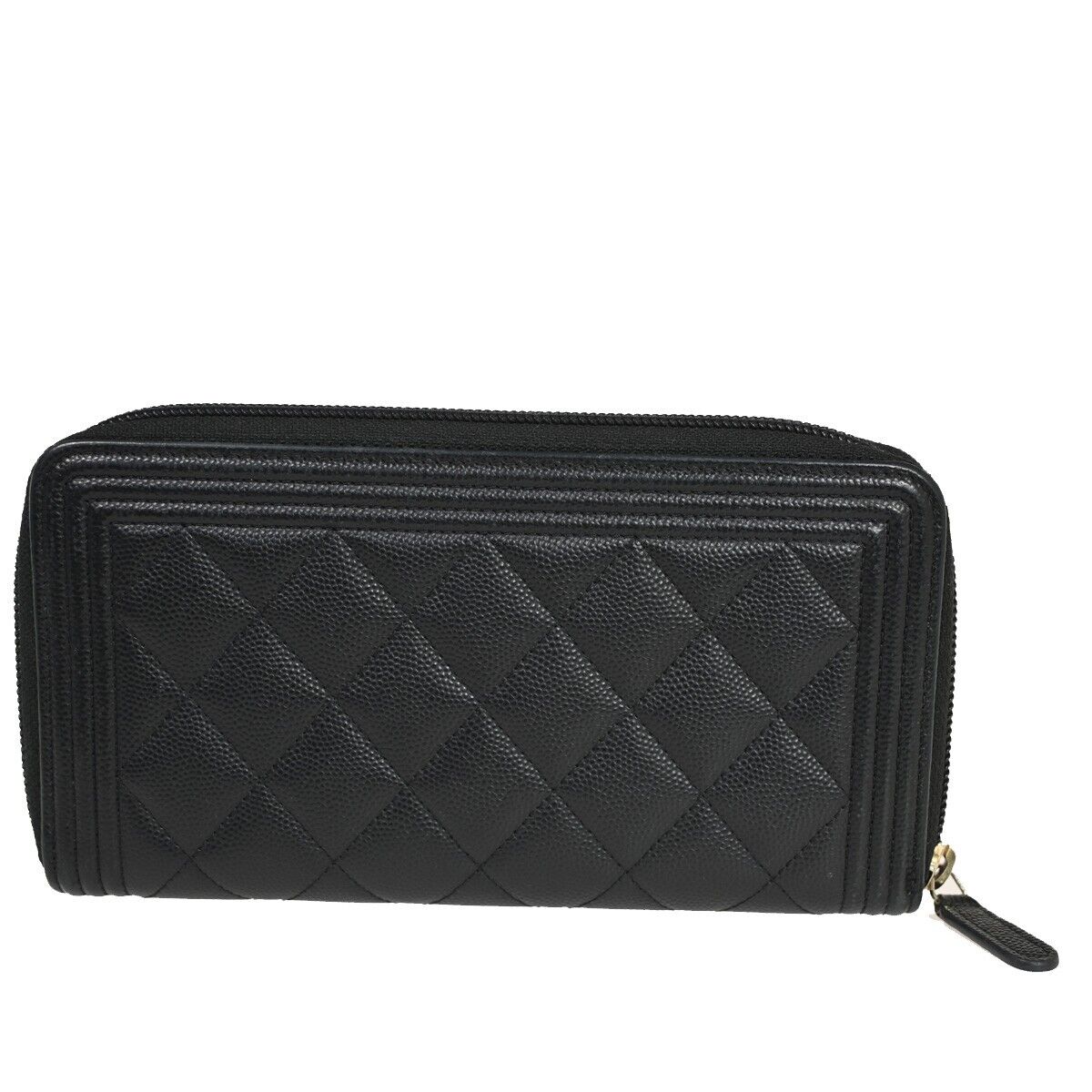 Chanel Boy, Black, Leather, wallet