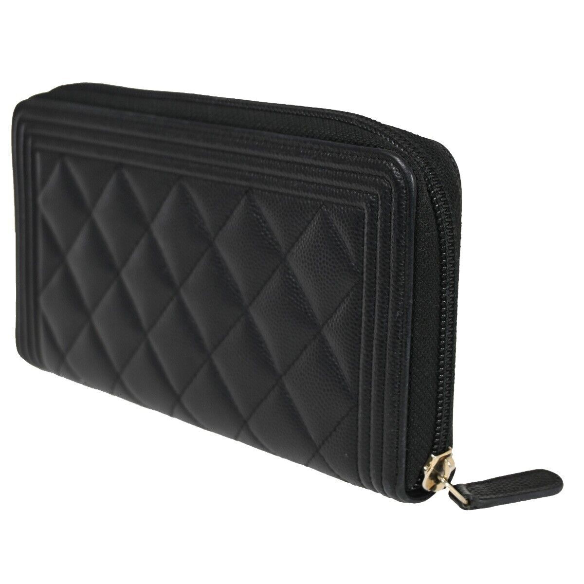 Chanel Boy, Black, Leather, wallet