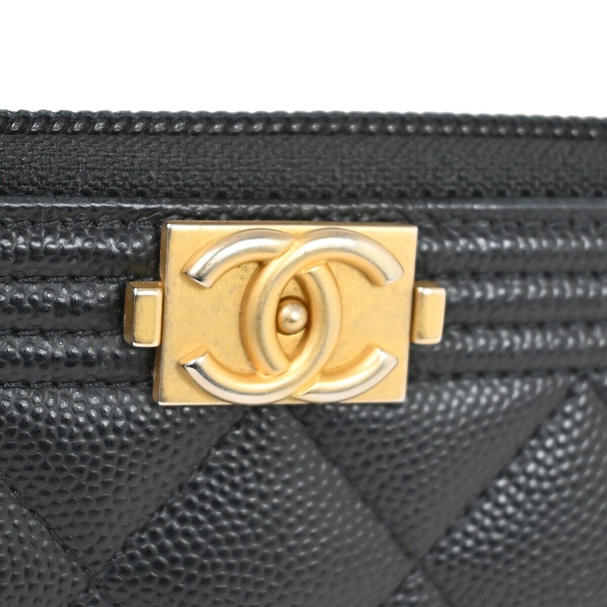 Chanel Boy, Black, Leather, wallet