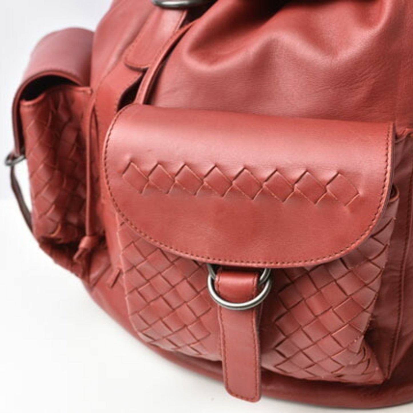 Bottega Veneta Intrecciato, Red, Leather, backpack