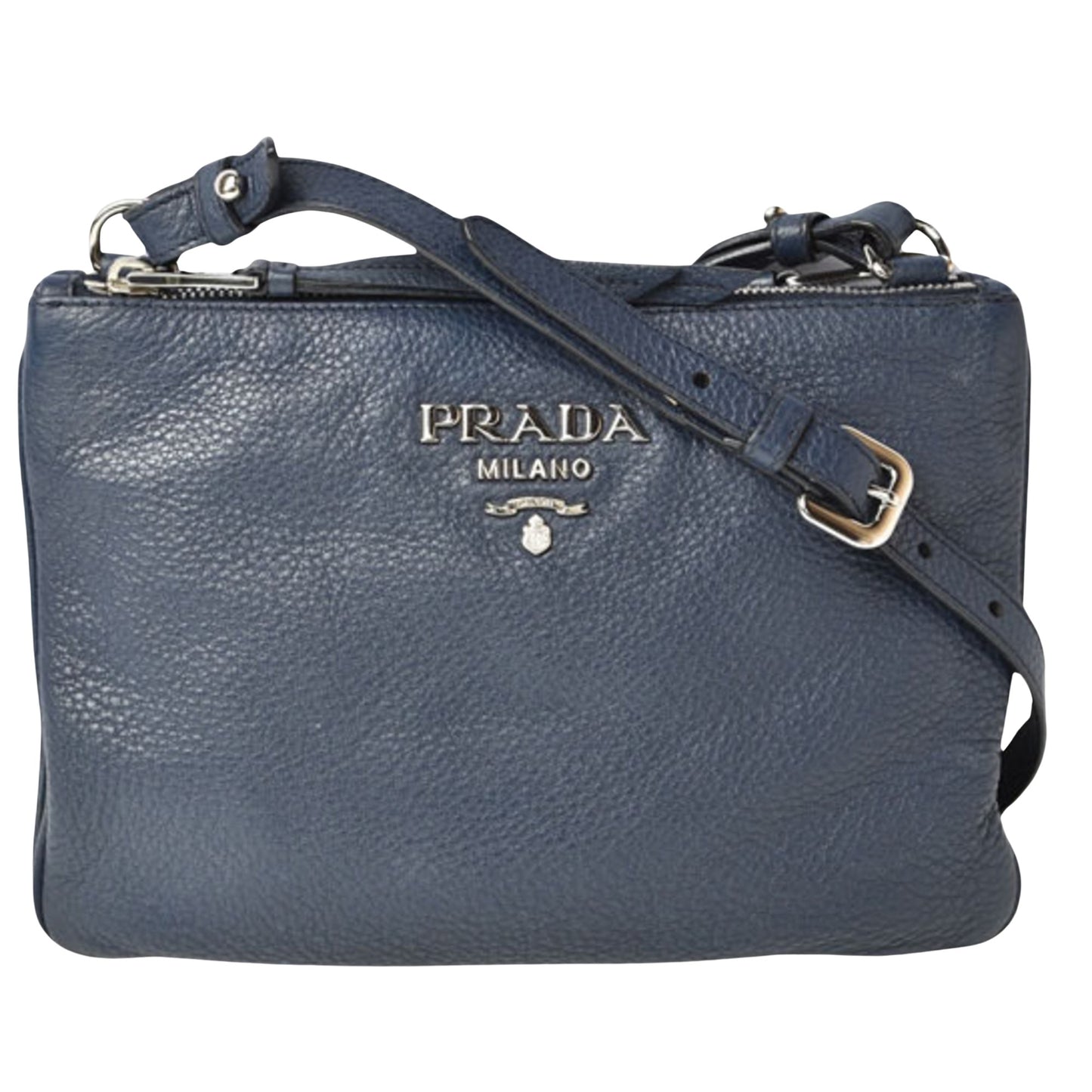 Prada Vitello, Navy, Leather, clutch