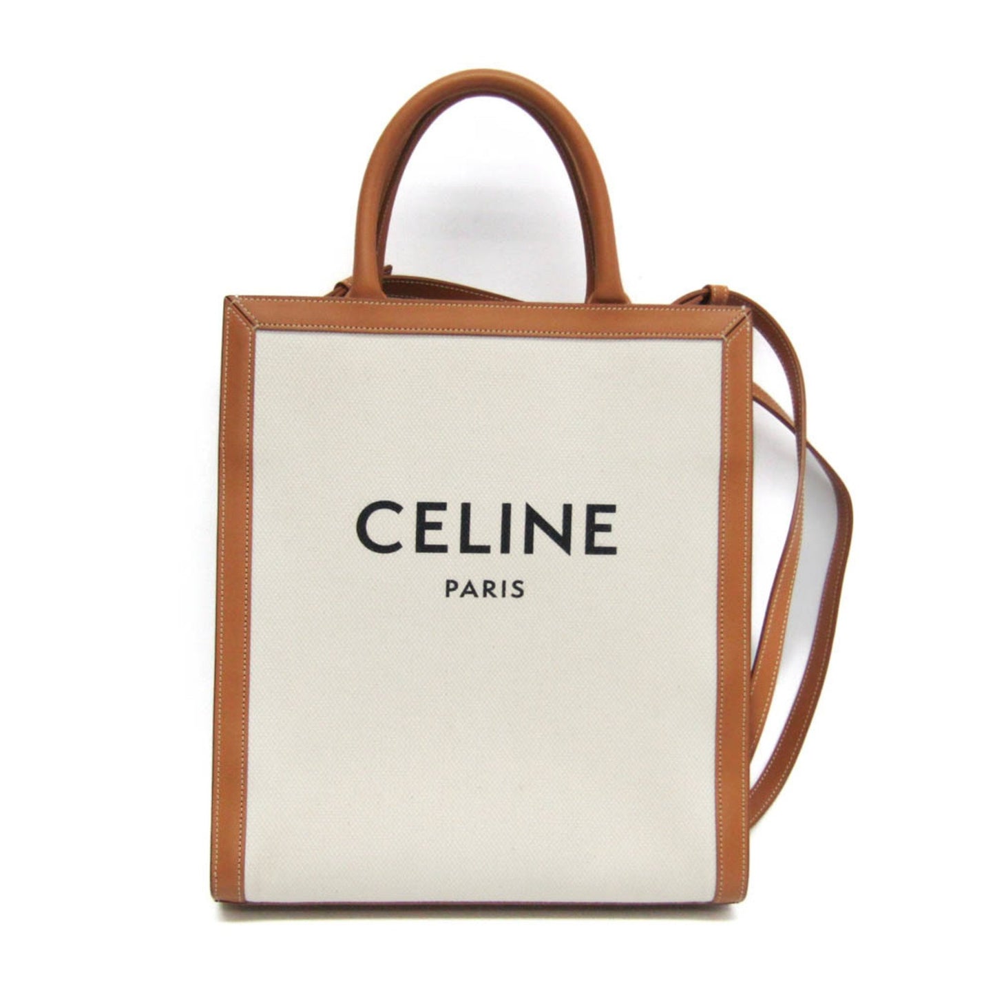 Céline Vertical Cabas, White, Canvas, handbag