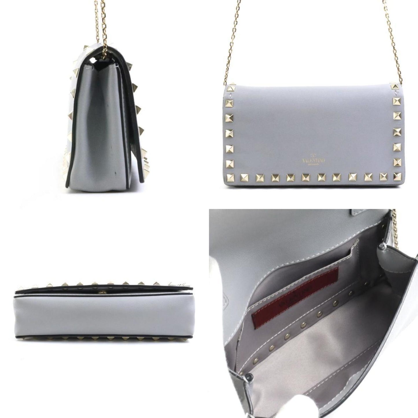 Valentino Garavani Rockstud, Grey, Leather, shoulder