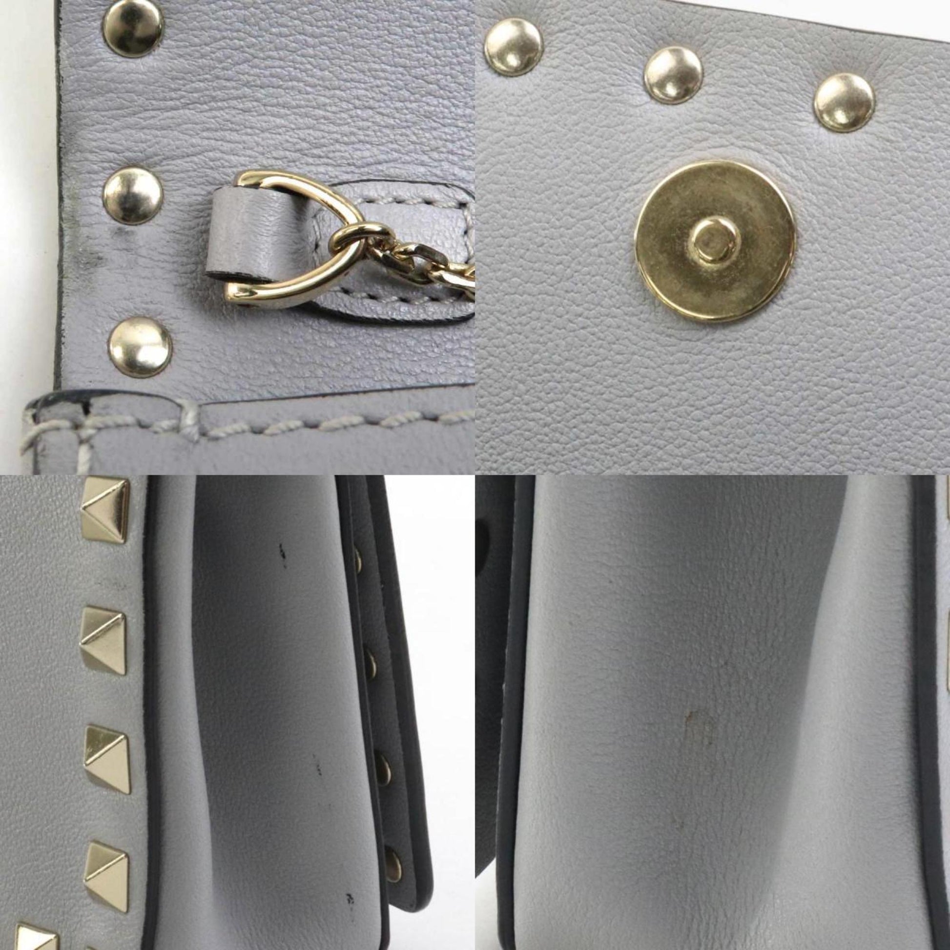 Valentino Garavani Rockstud, Grey, Leather, shoulder