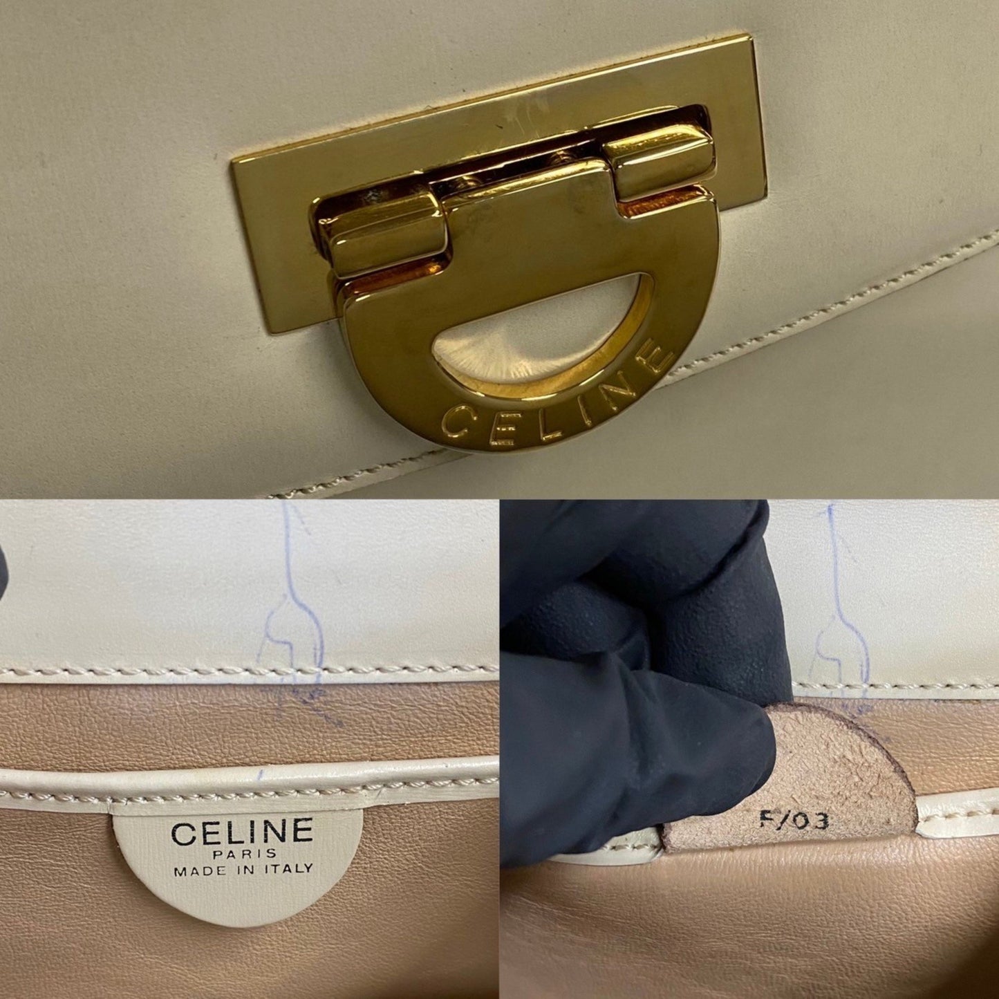 Céline, Beige, Leather, handbag