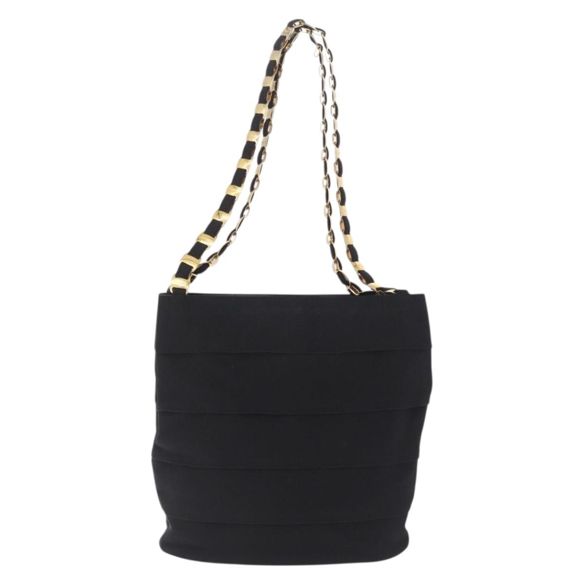 Salvatore Ferragamo Vala Chain Canvas, Black, Canvas, Shoulder Bag