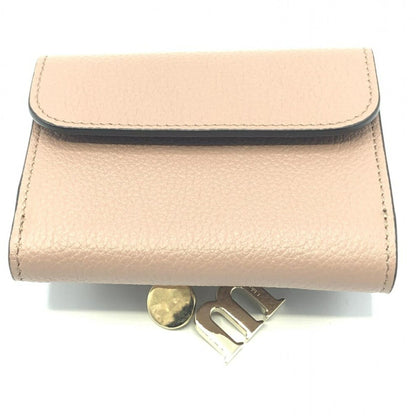 Chloe Alphabet Trifold Wallet Leather, BEIGE, LEATHER, Wallets