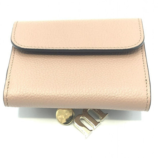 Chloe Alphabet Trifold Wallet Leather, BEIGE, LEATHER, Wallets