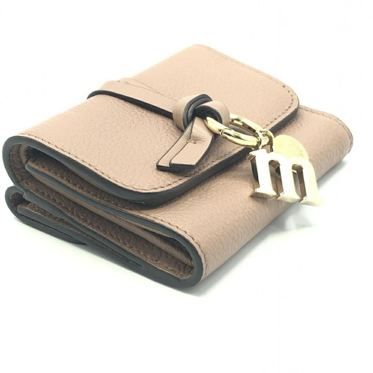 Chloe Alphabet Trifold Wallet Leather, BEIGE, LEATHER, Wallets