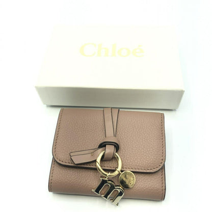 Chloe Alphabet Trifold Wallet Leather, BEIGE, LEATHER, Wallets
