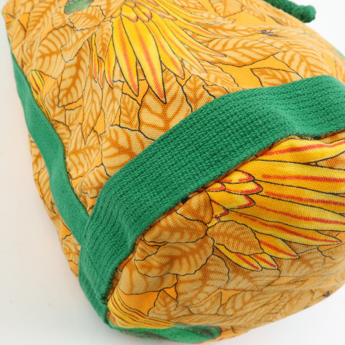 Hermes Vintage Drawstring Bucket Printed Canvas, Orange, Canvas, Shoulder Bag