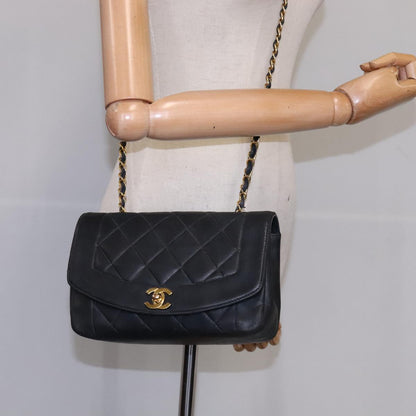 Chanel Vintage Diana Flap Bag Quilted Lambskin, BLACK, LEATHER, Shoulder bag